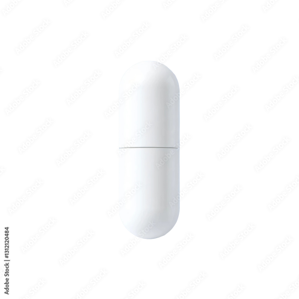 Single white pill capsule isolated on transparent background Single white pill capsule isolated on transparent background