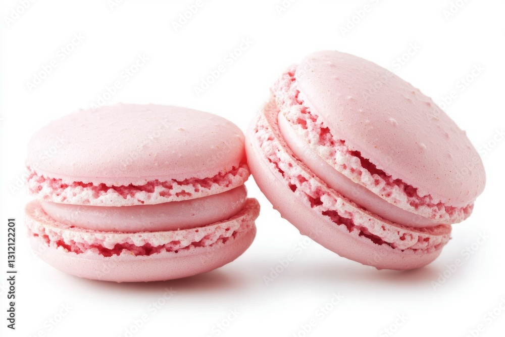 Few pink macarons on solid white background. AI generative Few pink macarons on solid white background. AI generative