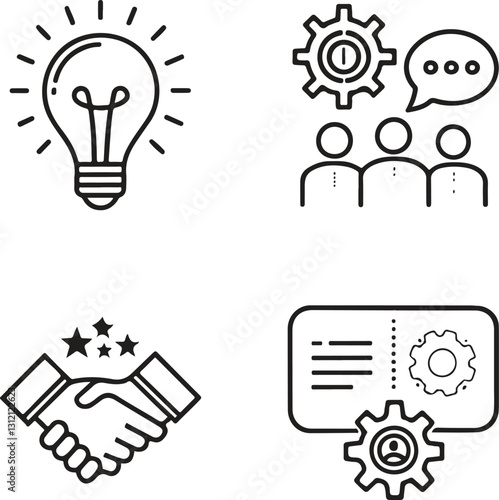  set of soft skills related  icons editable stroke black vector white background