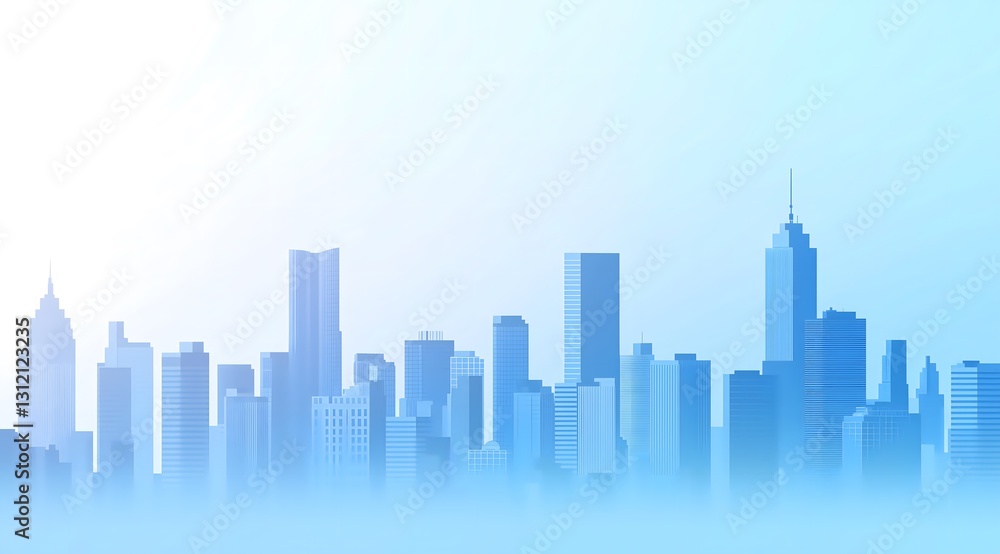 Obraz premium Blue Cityscape Silhouette