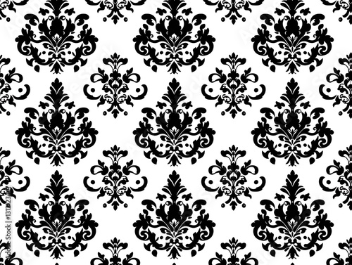 Elegant damask vector pattern with classic ornamental motif style