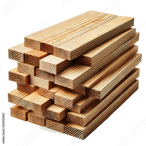 Isolated 2x4 wood boards isolated on white background