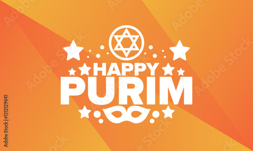 Purim. Happy Purim. Traditional Jewish religious holiday. Star of David, Carnival mask. Israel history. Сelebrated by a masquerade and festival. Poster art. Vector illustration