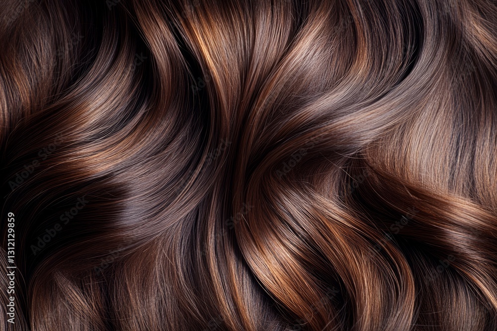 Luxurious brown hair texture with soft waves. AI generated Luxurious brown hair texture with soft waves. AI generated