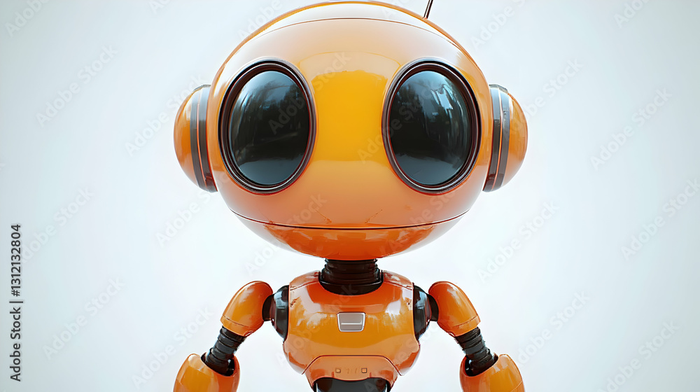 Cute Orange Cartoon Robot 3D Render Cute Orange Cartoon Robot 3D Render
