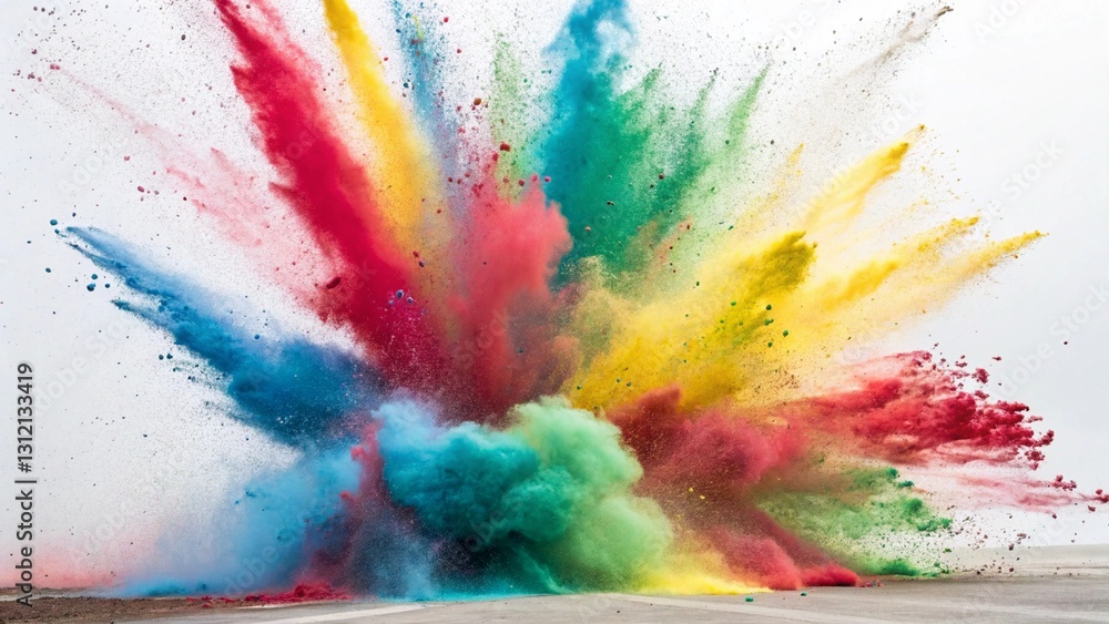 Fototapeta premium Explosion of color powder on white background