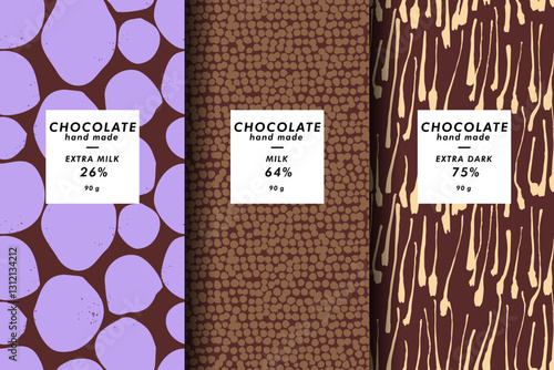 Vector set of templates contemporary abstract cover and patterns for chocolate and cocoa packaging . Minimal modern backgrounds