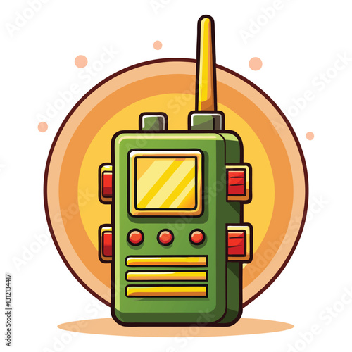 Design a chunky, olive-green walkie-talkie for space exploration, emphasizing durability and functionality for extraterrestrial communication.