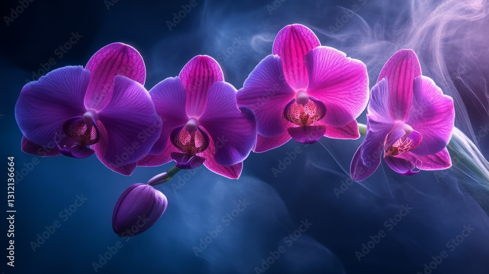 Fototapeta premium Exotic orchid with great detail, deep purple and pink tones generative ai