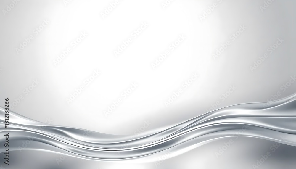Obraz premium Abstract Silver Gradient Background Flow Chrome Liquid Metal Waves Smooth Shiny Illustration