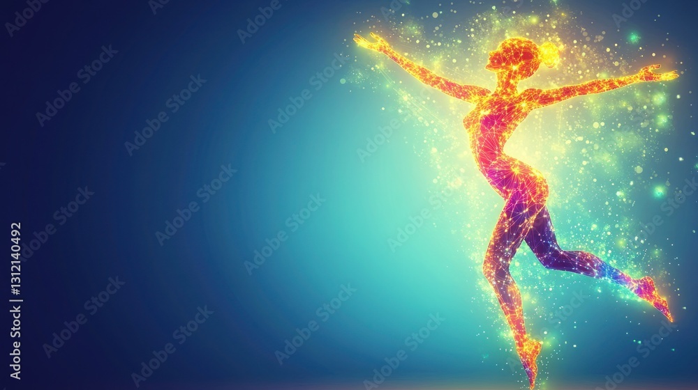 Naklejka premium Abstract woman dancing in vibrant colors