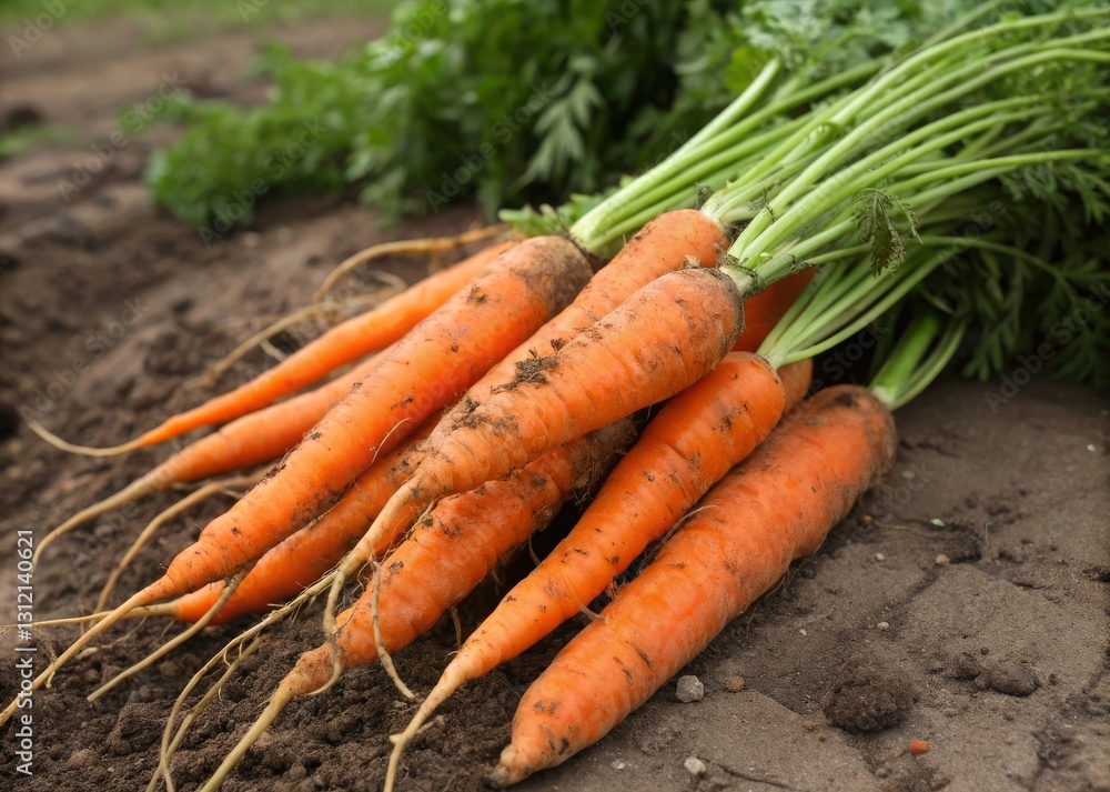 Harvesting fresh orange carrots with green tops from the garden soil natural produce vegetables outdoor setting close-up view for culinary enrichment Harvesting fresh orange carrots with green tops from the garden soil natural produce vegetables outdoor setting close-up view for culinary enrichment