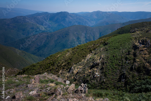A view of the Serra da Estrela mountain range in Portugal, showcasing rugged peaks and breathtaking natural beauty.