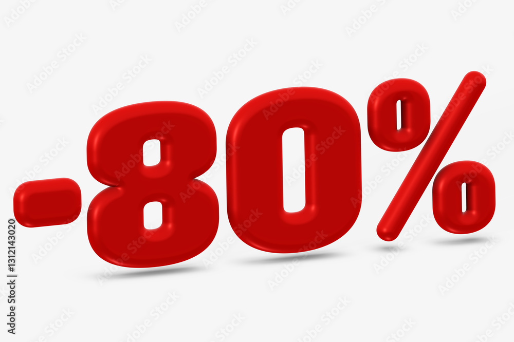 Eye-Catching three-dimensional 80 Percent Discount in Bright Red Color