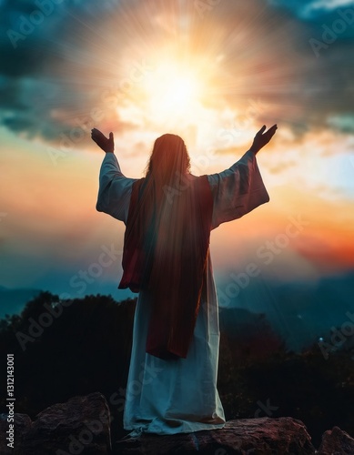 Christian faith and Jesus's concept, divine presence with holy light