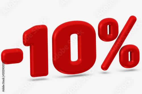 Eye-Catching three-dimensional 10 Percent Discount in Bright Red Color