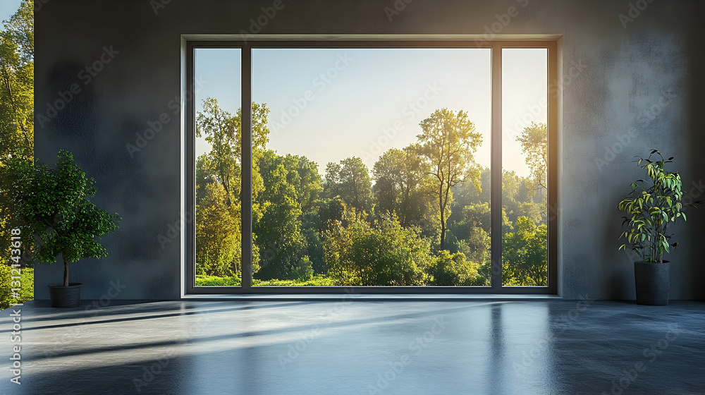 Fototapeta premium Modern room with forest view