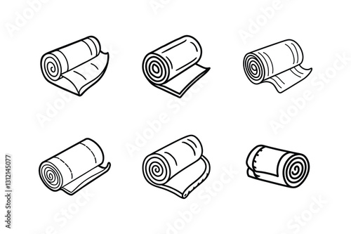 fabric roll sketch icon line art vector illustration