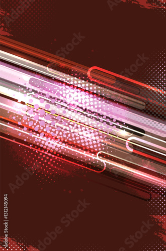 Dynamic Lines and Dots in Powerful Red Background