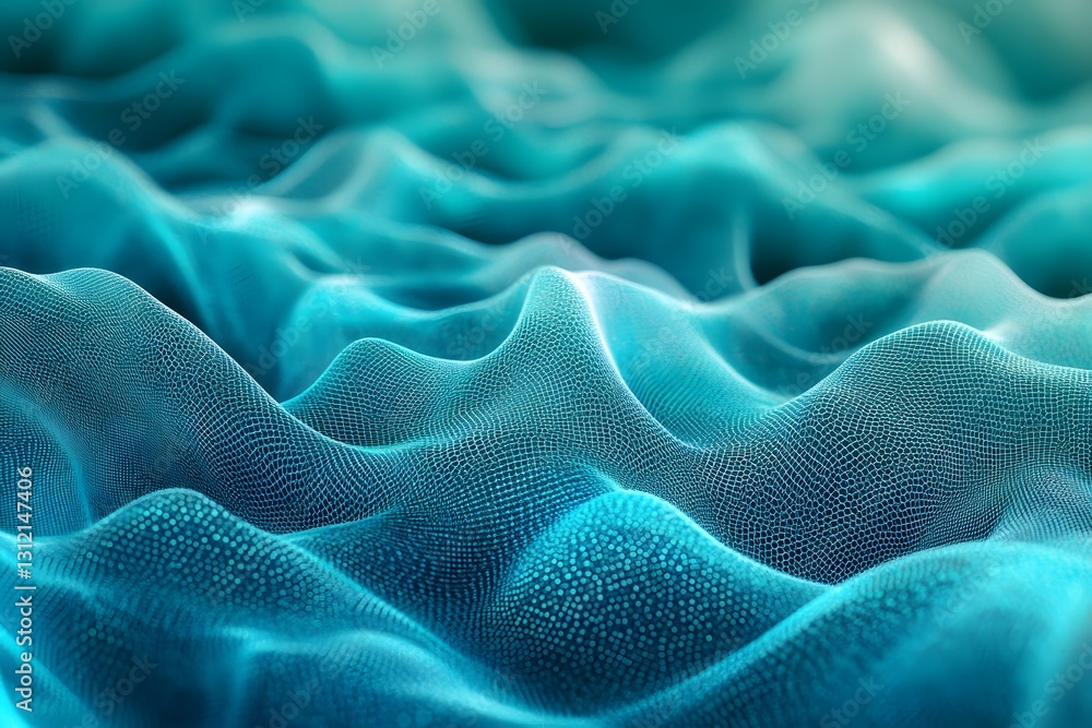 Delicate waves of tranquility in swirling teal patterns create an ethereal atmosphere in a serene digital landscape Delicate waves of tranquility in swirling teal patterns create an ethereal atmosphere in a serene digital landscape