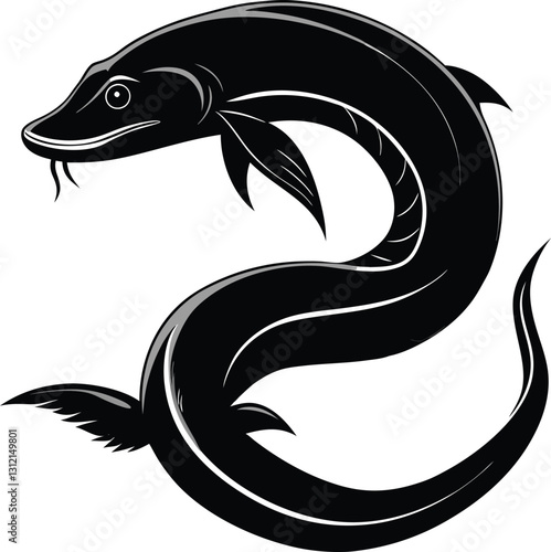 Elegant Black Eel Illustration