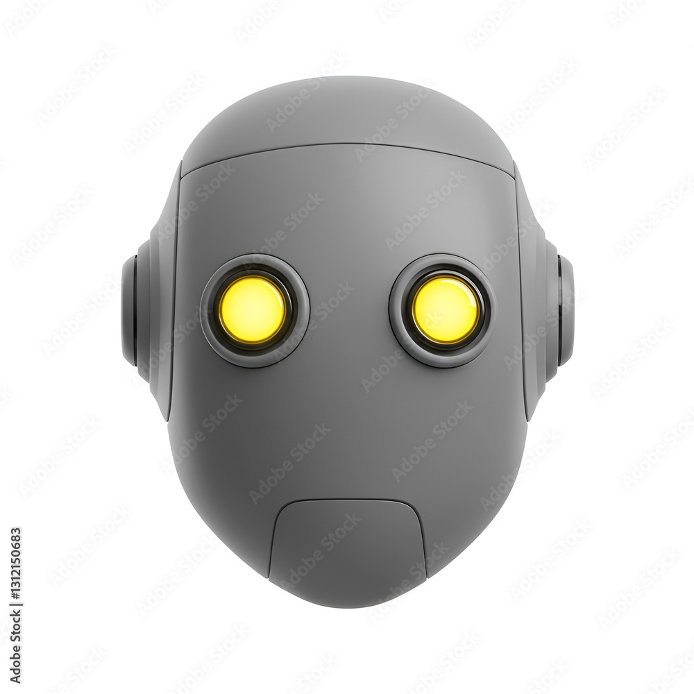 Flat Robot Head Icon with Glowing Eyes for Cutting-Edge AI Flat Robot Head Icon with Glowing Eyes for Cutting-Edge AI