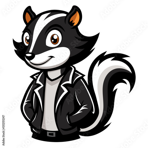 Skunk wearing a leather jacket mascot logo