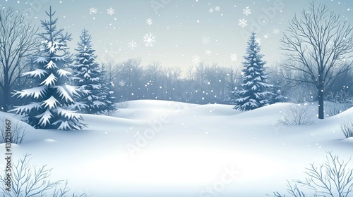 Wallpaper Mural Snowy winter forest landscape, snowfall, tranquil scene Torontodigital.ca