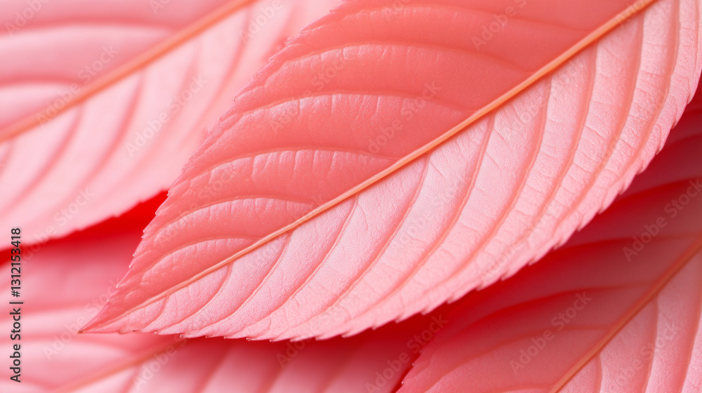 Obraz premium Close-up view of vibrant pink leaves showcasing intricate textures and natural patterns.