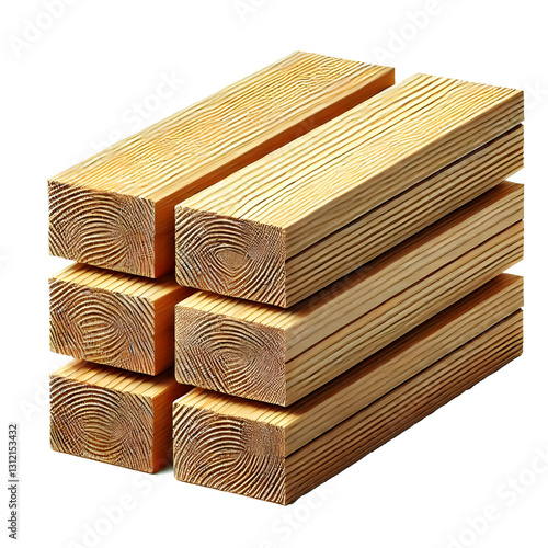 Isolated 2x4 wood boards isolated on white background
