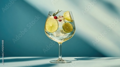 Refreshing Gin & Tonic with Lime, Cranberry & Rosemary