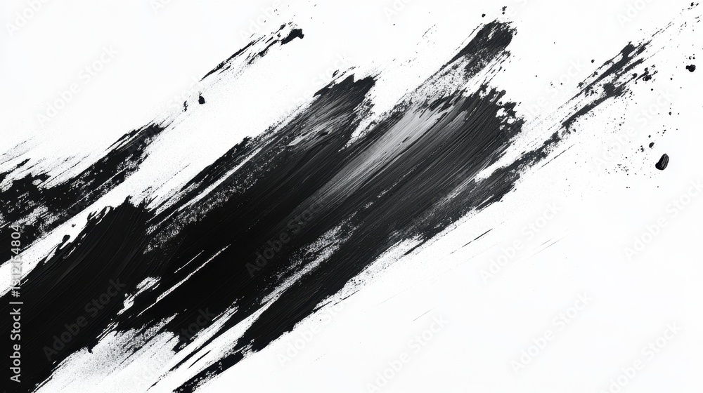 Abstract Black Ink Brushstrokes on White Background Abstract Black Ink Brushstrokes on White Background