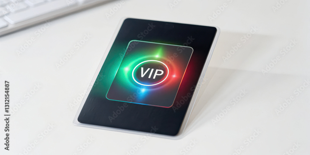 VIP card with colorful lights on a modern background. VIP card with colorful lights on a modern background.