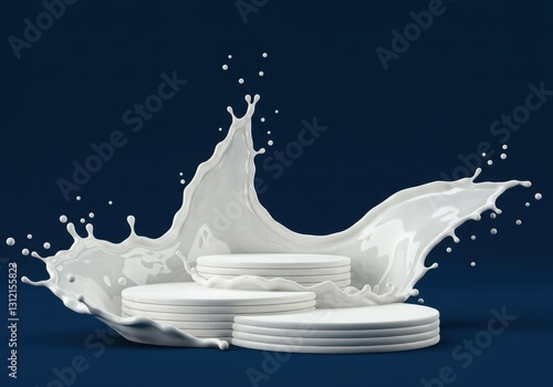 Milk Splash Podium For Product Display