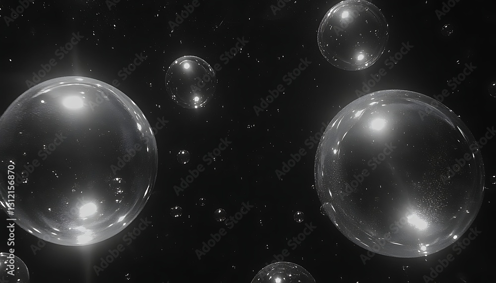 Bubbles floating in space, background stars