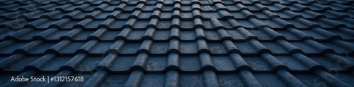 Interlocking black roof tiles, continuous pattern , backdrop, construction, dark tile pattern