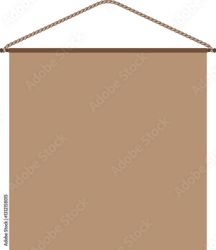 Illustration of a hanging flag with blank copy space. Empty sign board for your design. 