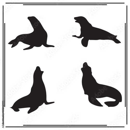Sea Lion silhouette, Sea Lion illustration , Sea Lion clipart, Sea Lion vector , Sea Lion icon , black Sea Lion, Sea Lion illustration on white background, Sea Lion silhouette illustration,						