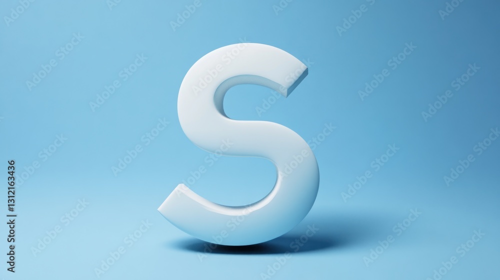 White Letter S on Light Blue Background White Letter S on Light Blue Background