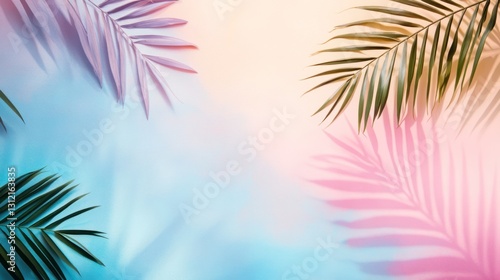 Pastel Palm Leaves Shadows