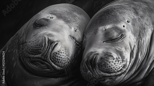 Close-up of Elephant Seals Sleeping