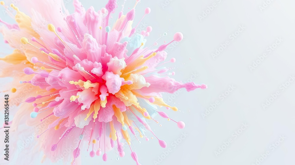 Obraz premium Pastel Pink Yellow Blue Paint Explosion Abstract Art Background
