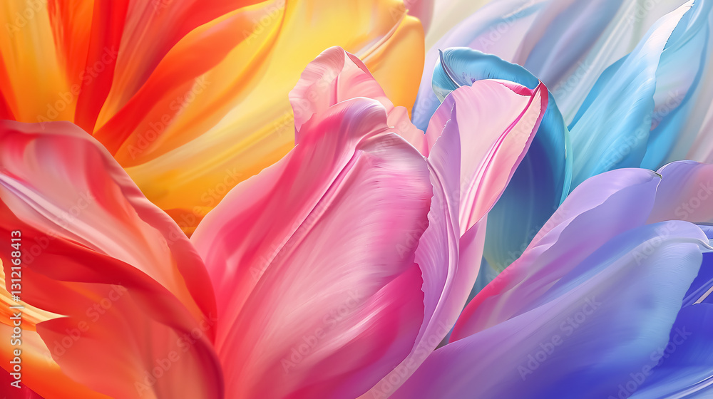 Naklejka premium Colorful background featuring a variety of fresh, delicate tulip flowers.