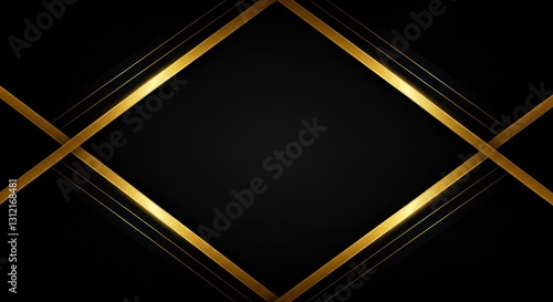 Luxury lines and gold lines on black abstract banner background. Space for copying text. Luxury background, banner design style.