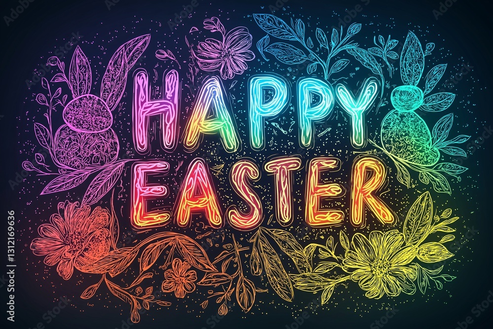 Easter celebration artwork spring season graphic design vibrant colors festive theme