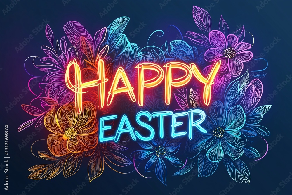 Easter celebration festive floral design digital art colorful background creative style