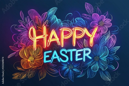 Obraz na płótnie Easter celebration festive floral design digital art colorful background creative style w salonie
