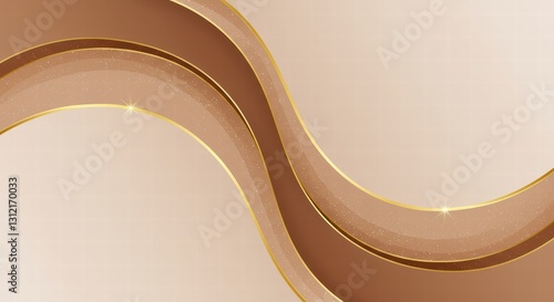 Luxurious gold line waves on pink abstract banner background. Space for copying text. Luxury background, banner design style.