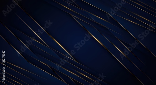 Luxury lines and gold lines on blue abstract banner background. Space for copying text. Luxury background, banner design style.