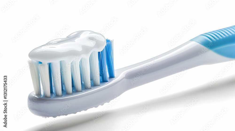 A toothbrush and toothpaste on an isolated white background, object focused, png, stock image, hd quality A toothbrush and toothpaste on an isolated white background, object focused, png, stock image, hd quality